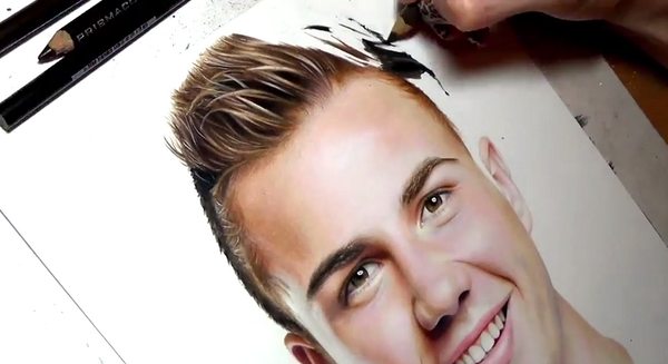brfootball's tweet image. Video: Artist @Heather12ooney's incredible drawing of World Cup hero Mario Götze ble.ac/1mlXUSQ