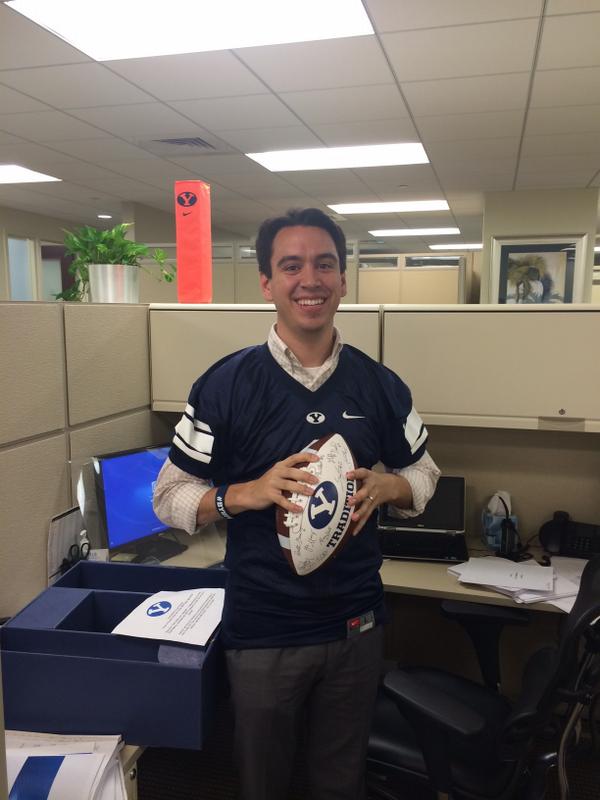 ARealJSmith's tweet photo. @BYUcougars Love the new BYU gear!!! #BYU50 #Florida http://t.co/7gCDXHHQVl