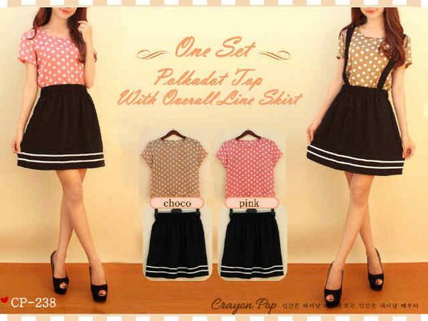 CheckThisOutOS's tweet image. Code:Cp-238 • Rp 85,000 #oneset polkadot top+ #overall skirt(tali bisa lepas) fit to L