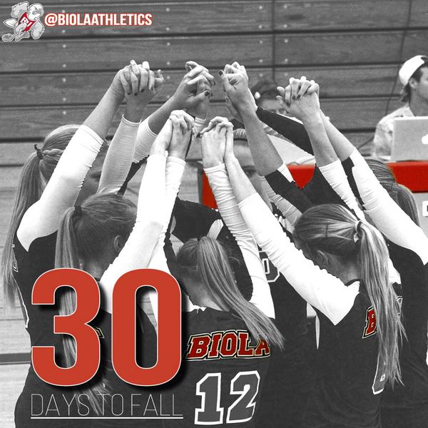 BiolaAthletics's tweet photo. Just 30 from now Biola returns to the court for the fall opener against @viterbovhawks. #BiolaIsBack http://t.co/tq5jgADxPc