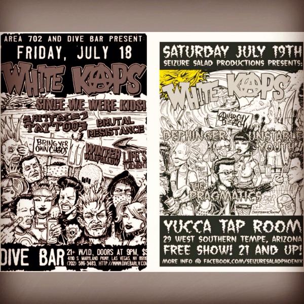 Tomorrow night in Vegas at Dive Bar and Saturday night in Tempe at Yucca Tap Room. #punk #punkrock #prmf #whitekaps