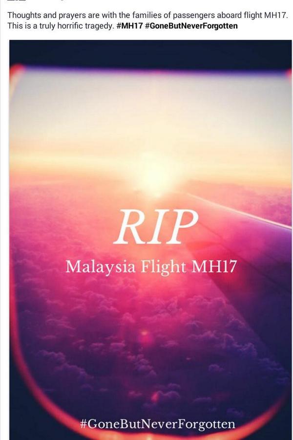 PrayForMH17's tweet image. #PrayForMH17 My prayers & condolences to all passengers, crews & family !