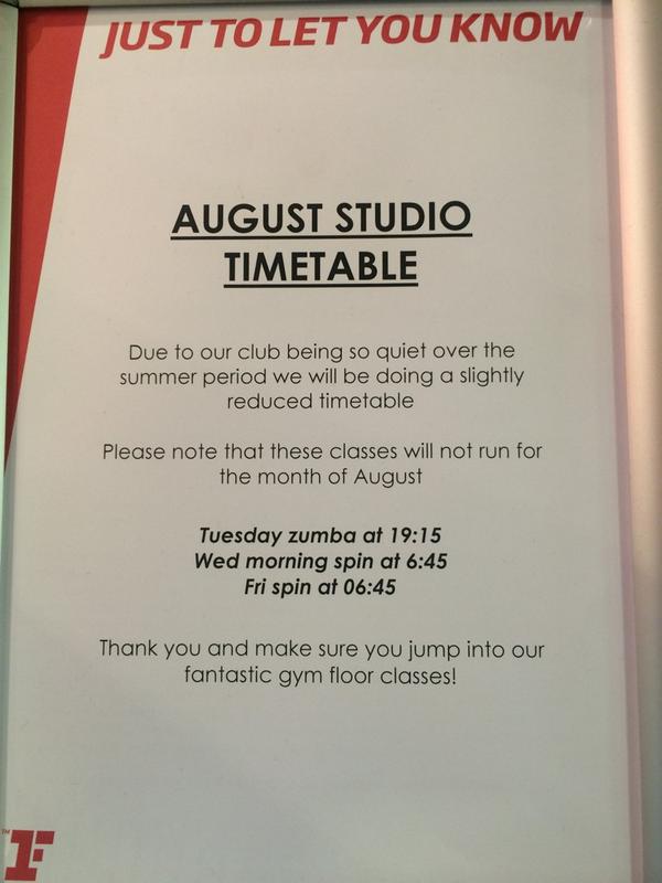 FitnessfirstCJS's tweet image. Please note the changes to the August #Studioclass timetable