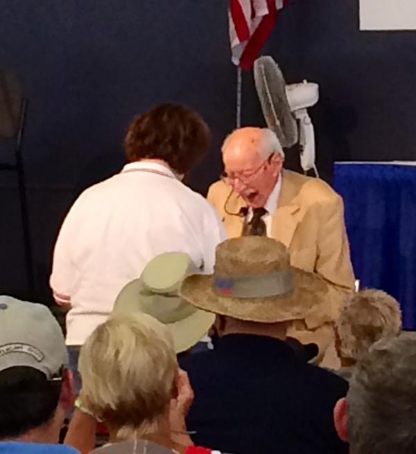 capnaux's tweet photo. The legendary Bob Hoover, chatting about his very 1st flights! #OSH14 #Aviation #Avgeek #EAA14 http://t.co/4CUfeYrRA5