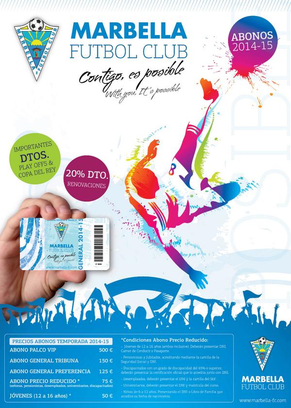 marbella_fc's tweet photo. Os recordamos que continúa la campaña de abonos para disfrutar al máximo de la nueva temporada http://t.co/A6JtLBfLv1