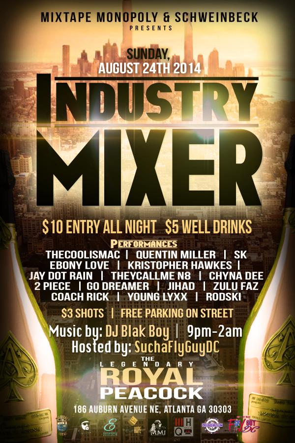 schweinbeck's tweet photo. [Event] 8/24 #Schweinbeck Industry Mixer at @RoyalPeacockATL! Hosted by @SuchaFlyGuyDC &amp; music by @DJBlakBoy! http://t.co/eJUoiBOeDb