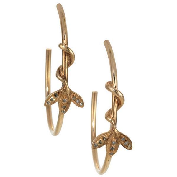 AvivaRoseJewels's tweet photo. #Pave Hoop Earring w/ Diamond Leaf available in yellow gold, rose gold and black rhodium #LoveGold #AvivaRoseJewelry http://t.co/5urD9UvPcX