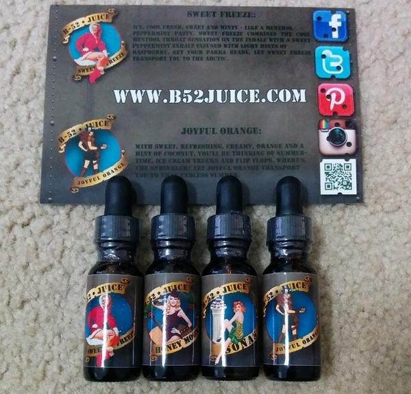_vapeguru_'s tweet photo. Thanks to some old friends, I've got my hands on some B52 #ejuice! They have great flavor combos! Check them out! http://t.co/DE5zKuO77v