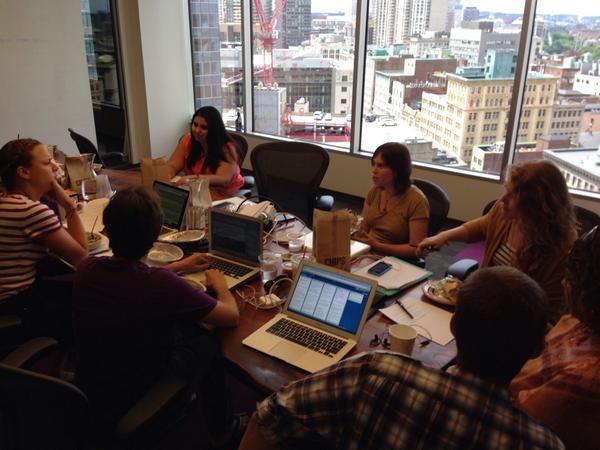 EricRLeslie's tweet photo. @UCBoston @FinCapDev @HandsOnTechBOS were all hard at work today developing our awesome app for our fall pilot! http://t.co/6AbNBNUQ2Z