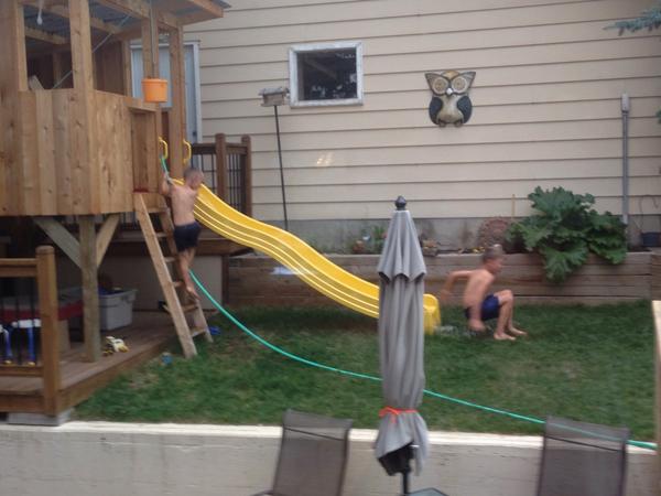 Woohoo! #yyc #waterslide #noairconditioning