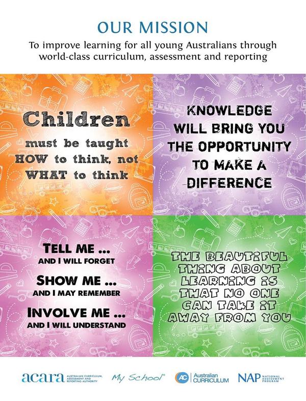 mareewhiteley's tweet photo. “@ACARAeduau: reflections aligned to our mission,to improve learning outcomes.http://t.co/QQfL9G3cyn” Nice work ACARA😊 @aitsl @EduTweetOz