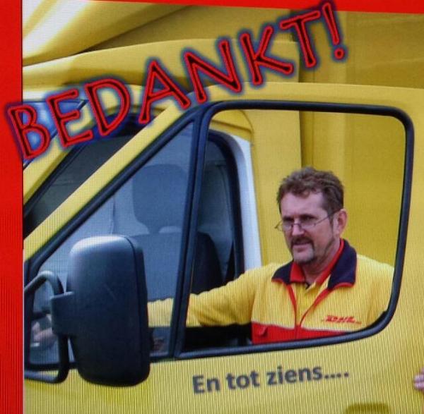 Vandaag is het zijn allerlaatste werkdag. Jan-Marten, bedankt dat je jarenlang onze pakketten op tijd bezorgd hebt