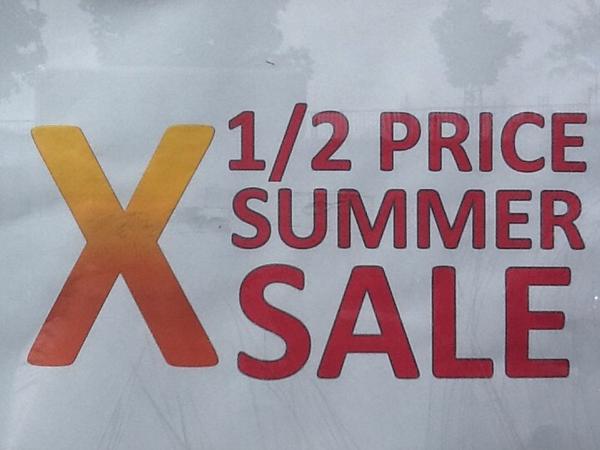 Come down now for the 1/2 price sale! All items marked with a orange cross!