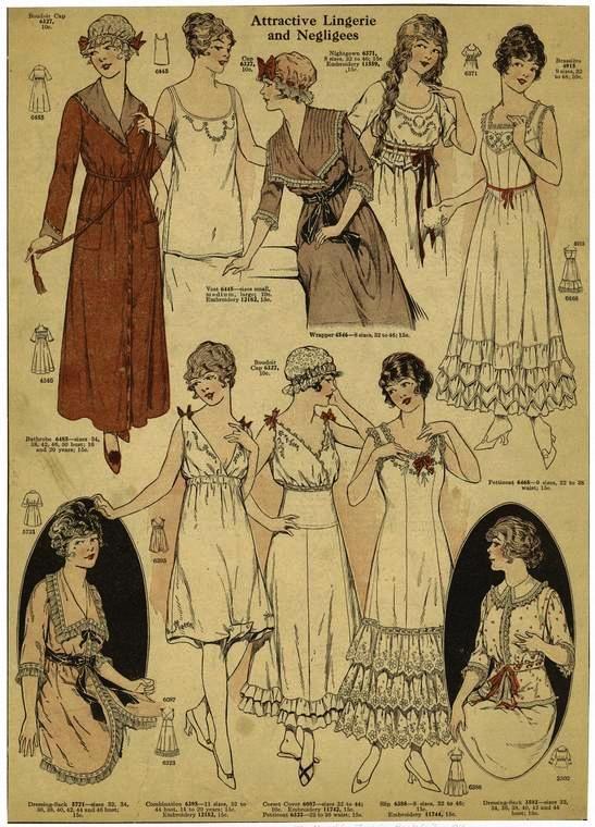 WWI Lingerie &amp; Negligees – All are more conservative in comparison to what’s seen in today’s boudoir. #WW1 #fashion