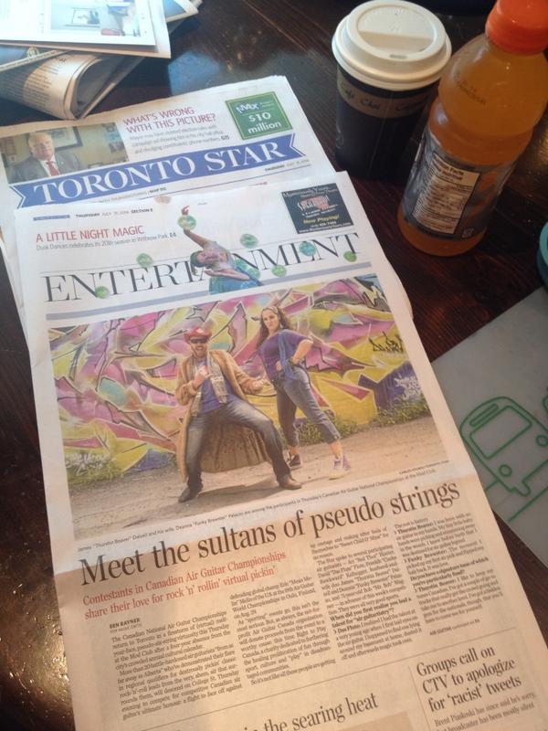 airguitarcanada's tweet photo. Cover of the Star's Entertainment section! @DalzellJames @deedlesP Thanks @ihateBenRayner and @starentertain http://t.co/nqVOarq5tw