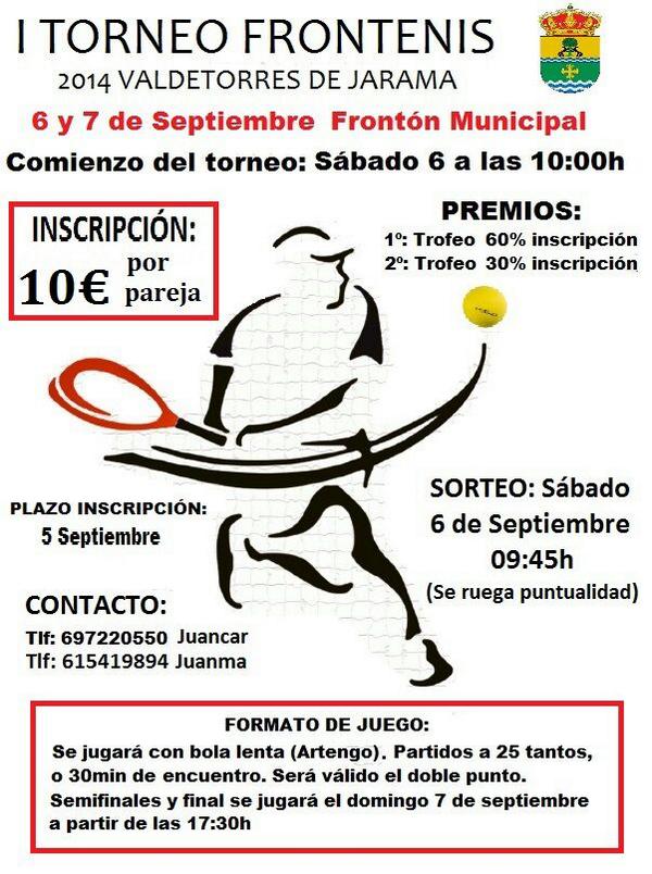 Torneo #Frontenis #ValdetorresdeJarama 6 y 7 Septiembre  RT @juanma17_valde: @frontenis @fmpelota RT @JuancarRH
