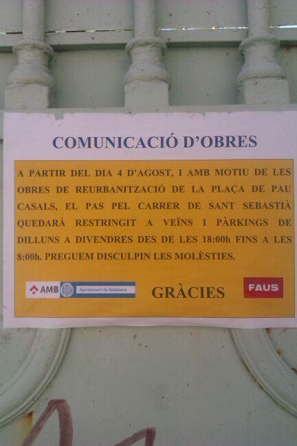 daltlavilabdn's tweet photo. Atenció! El 4 d'Agost començen les obres a la Plaça Pau Casals i Carrer Sant Sebastià de #Badalona http://t.co/egewRKn8hw
