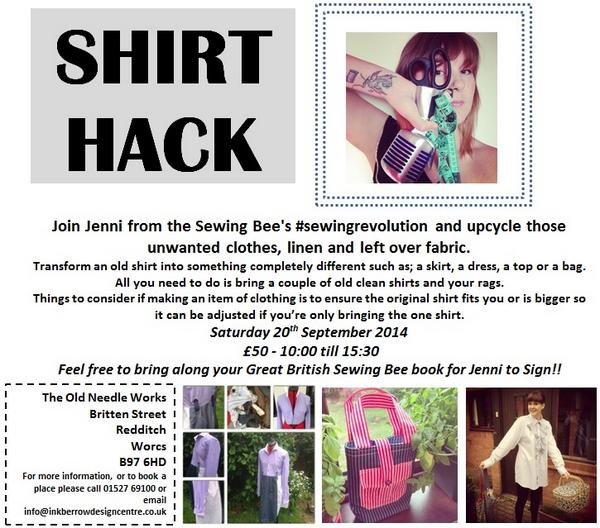 Oldneedleworks's tweet photo. @JenniBobTaylor #shirthack workshop! #sewingbee #jennitaylor #workshop #redditch http://t.co/dCSEURx9iD