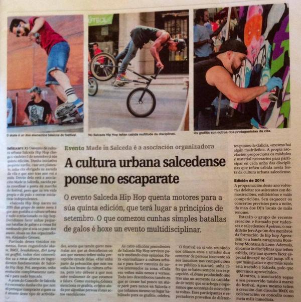 SalcedaHipHopEs's tweet photo. Hoxe Salceda Hip Hop sae no suplemento de @lavozdegalicia a toda cor. ¡Vamos que xa queda moi pouco! http://t.co/vFMBwRgJpk