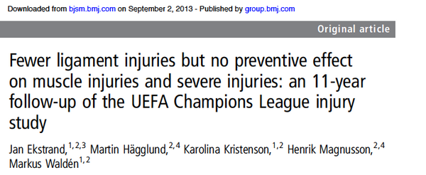 @BJSM_BMJ@KThorborg Hamstring inj inc remains high in  elite  football(UCL) in spite of use of Nordic hamstrings