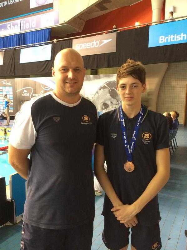 #coachandswimmer@nsc Coach.Sharp celebrates with Danny Savage at National Age groups