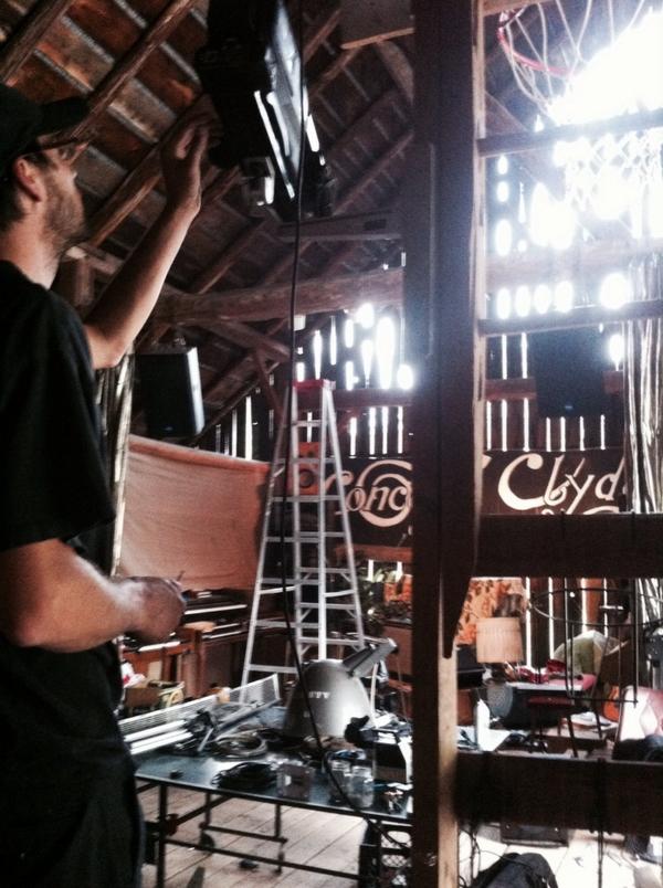 iryancook's tweet image. James puts the finishing touches on the concert stage for Sundays&apos; big river jamboree. #DVCpro