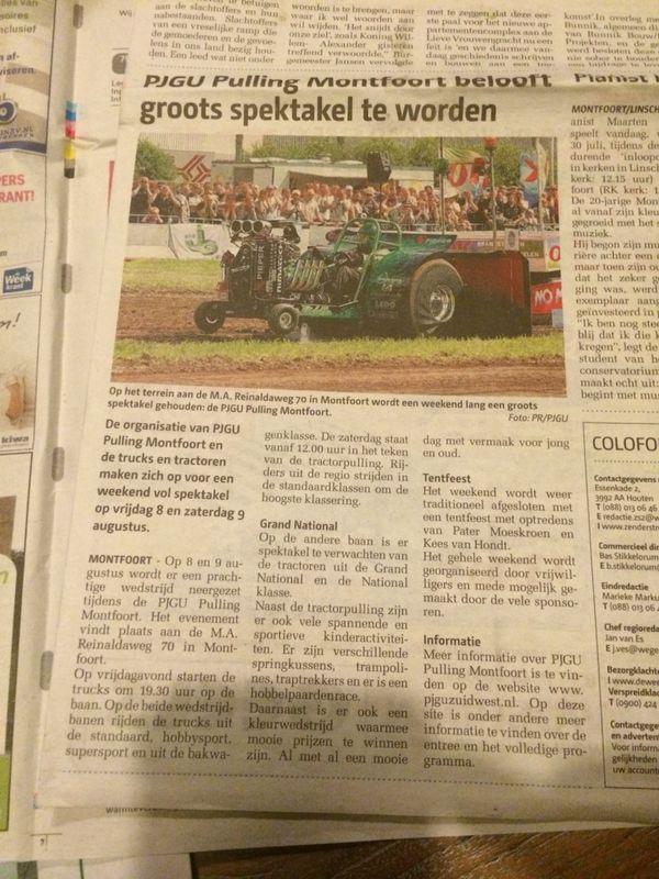 Mooi stukje van de pulling in de krant #zenderstreek #Montfoort