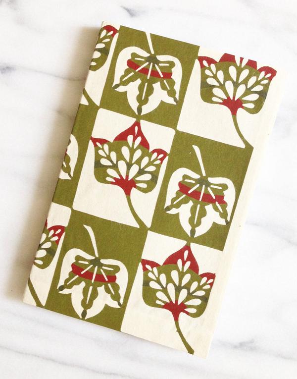 TrinityStPress's tweet image. New item: Japanese katazome-shi leaf print journal by TrinityStreetPress (30.00 CAD)