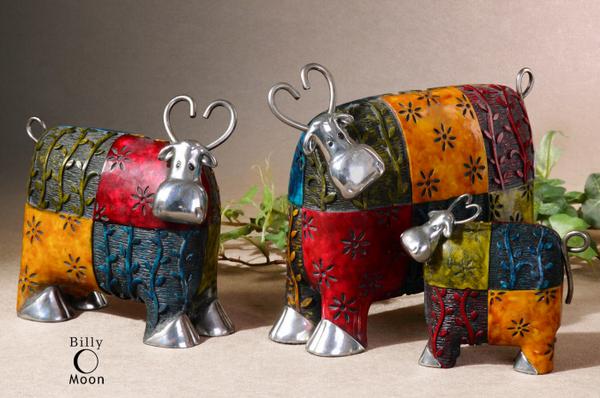 DesignsbyJOwen's tweet photo. New to my showroom -love these! #colorfulcows #accessories #interiordesign @UttermostCo #colorful #orange #red #blue http://t.co/XINNlQe9X5