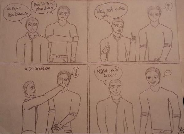 atinyjedi's tweet image. @RogerCraigSmith Also, here is a stupid scribble comic I did of you and Troy last October. c: ♡ #RCSCHAT