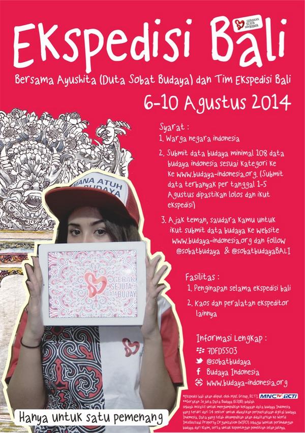 Ayo submit yg banyak data budaya ke budaya-indonesia.org dan km akan ikut #EkspedisiBali brsm kak @ayushitaaa