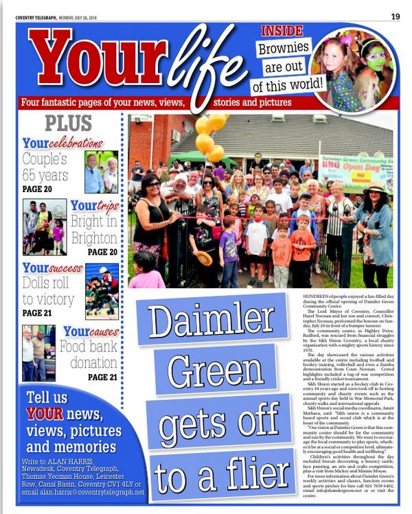 DaimlerGreen's tweet photo. @covtelegraph coverage of #DGOpenDay thanks to @AmarettosWorld @Cara_Simpson @hillzorg #Community #Support http://t.co/PDGLGqgKtI