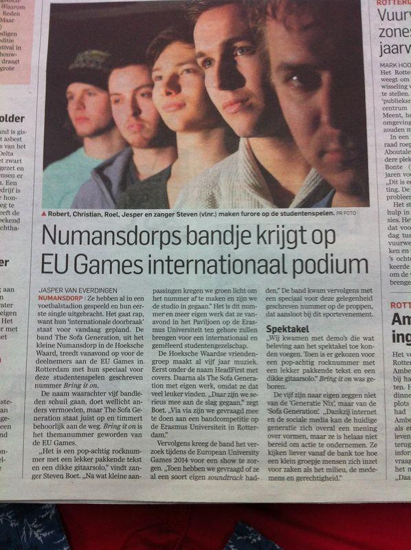 SofaGeneration's tweet image. Great publicity thanks to @Vrijlopen en @ADkrant. Thanks guys! ... #bringiton @EUGames2014