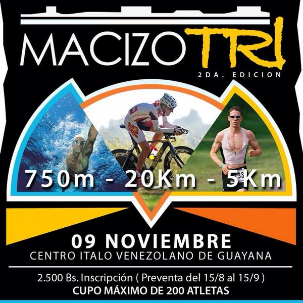 triatlonguayana's tweet photo. Como anunciamos, hoy hacemos el lanzamiento oficial de la II Edición de nuestro triatlon sprint MacizoTri !! 9/11 http://t.co/VgkYH2Ut85
