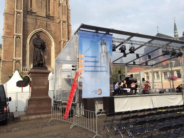 Open air concert in Delft about to start. Lovely city.