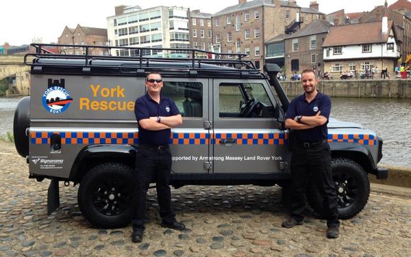 yorkrescueboat's tweet photo. Great news: Introducing York Rescue Boat's Patrol and Awareness Vehicle Supported by Armstrong Massey Landrover #York http://t.co/R3wiF9wycu