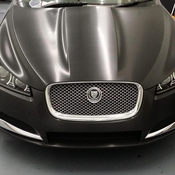 XF on new coat of 3M Black Brushed Steel # wrapstyle #jaguar #wrap #blacksteel