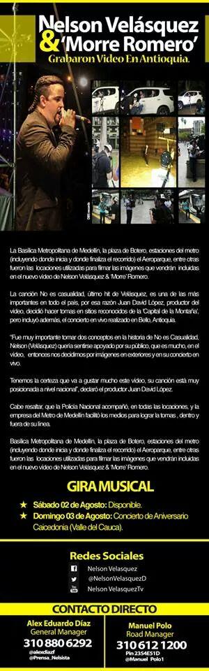 Prensa_Nelsista's tweet photo. [NoticiaVallenata] @NelsonVelasqueD @morreromero grabaron vídeo de #NoEsCasualidad en #Medellin http://t.co/EQgQLm3Vjc