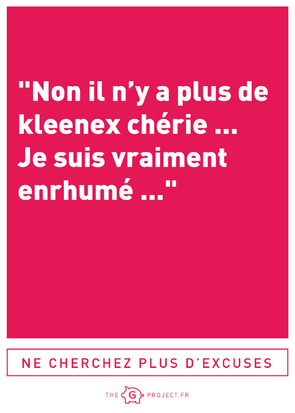 thegprojectfr's tweet photo. "Euh ... No ... There's no more Kleenex honey ... I'm really sick ..." Let's not make excuses // #thegproject http://t.co/gPc5GYIdKA