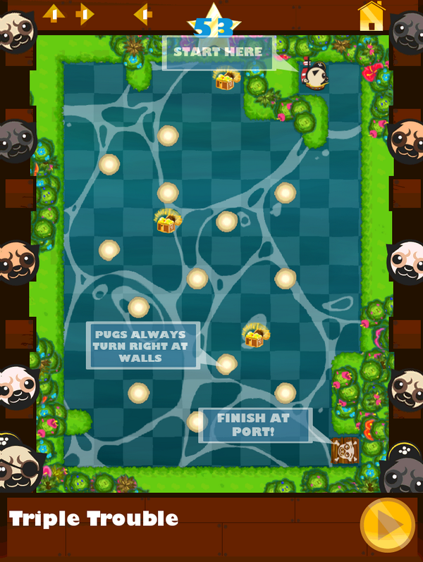 TeamPugstar's tweet photo. Here's our last #pugzle this week, another tough one. Three treasures, three arrows! #Dare2014 #indiedev #gamedev http://t.co/a7dWfHcSlU