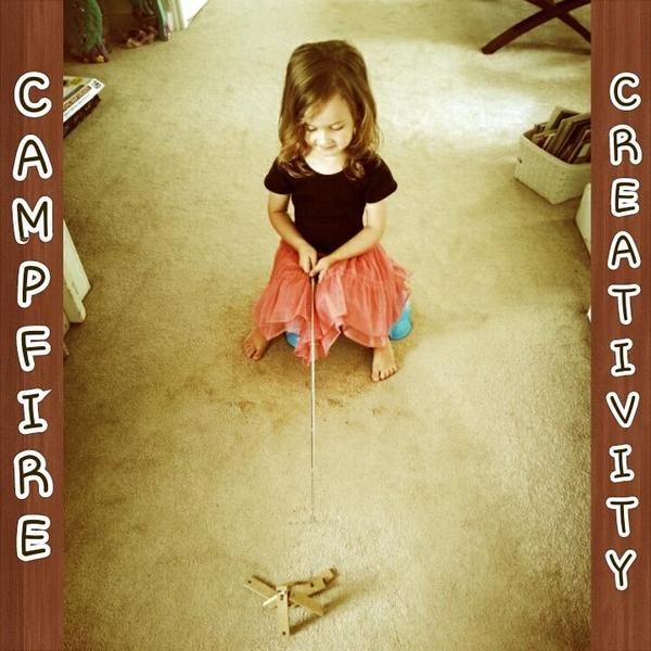 100Things_Hurff's tweet image. Her solution after being told that a 6:00 AM campfire was not happening #creativity #imagination #notechnologyneeded