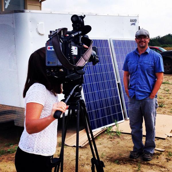 MikeHudema's tweet photo. Randall getting ready to do a little media. #solar #solarcourse http://t.co/B5LgCMvdXp #edmonton #yeg http://t.co/4xIWYIlMsh