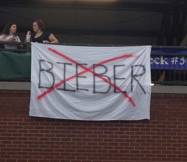 BleacherReport's tweet photo. VIDEO: Minor league team blows up music from @justinbieber and @MileyCyrus during promo http://t.co/aY5Ida96cQ http://t.co/dJ1nZ24xHQ