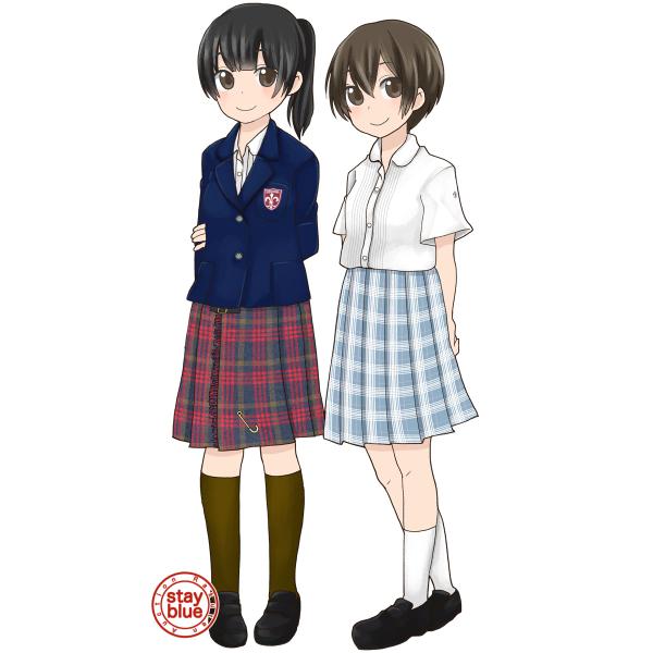 Stayblue 学校制服図鑑 Twitterissa 頌栄女子学院中学校の制服イラスト 東京都港区の私立女子校です キルトピンで留める巻き スカートは赤タータンチェックが印象的 純毛100 の質感も特筆点です 上着はブレザーで リボンは付けないスタイルです Http T Co