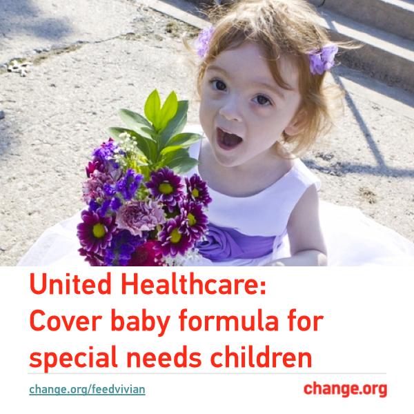 changeHealth's tweet photo. Vivian's parents pay for #UnitedHealthcare but @myUHC won't cover the baby formula she needs: http://t.co/v8jGuaNYj9 http://t.co/PxMplsfrPw