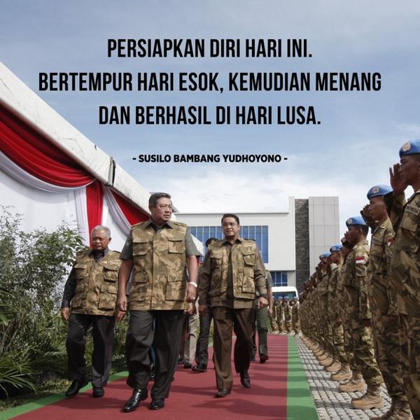 SBYudhoyono's tweet photo. Persiapkan diri hari ini. Bertempur hari esok, kemudian menang dan berhasil di hari lusa. http://t.co/jrds9UKTl0