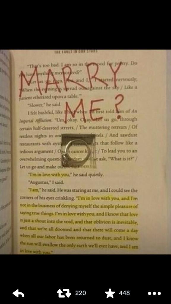 KVerduyn's tweet photo. If someone proposed to me like this I would probably cry for three days #cutestproposal #TFIOS http://t.co/xvOzkEAYpl