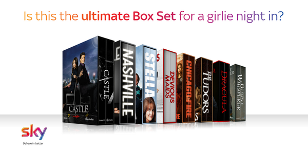 SkyUK's tweet photo. Which #skyboxset would you choose to watch for a girlie night in? RT this if it's #Castle. http://t.co/V4w7QUD9Fi