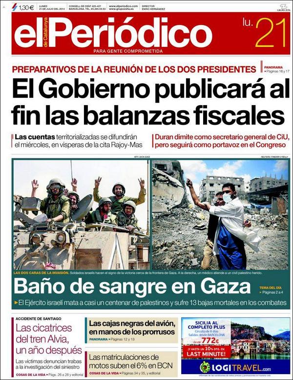 portadas_'s tweet photo. Portada el Periódico (@elperiodico_cas, 21-07-2014): http://t.co/fLKo1lkwNj