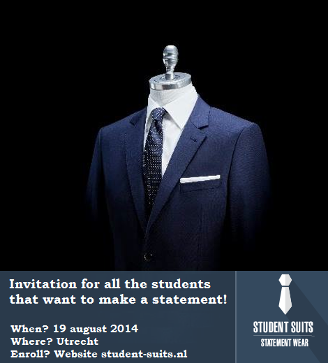 studentsuits's tweet photo. Invitation for all the students that want to make a statement! #fairclothes #duurzaam #19augustUtrecht http://t.co/s9dDPCZhhD